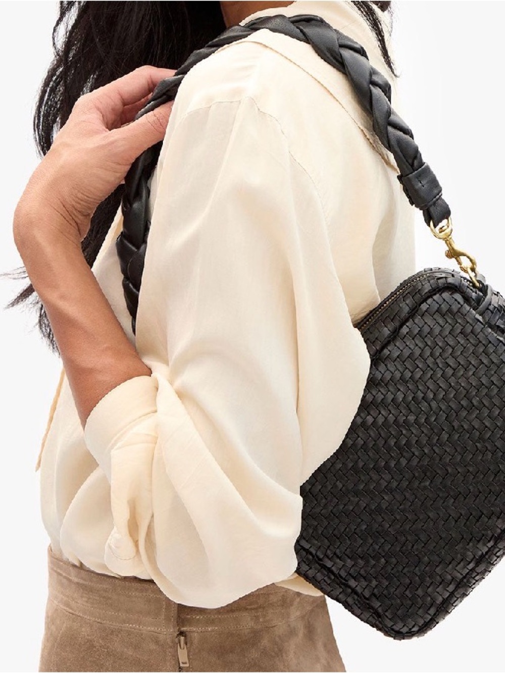 Clare V. Black Braided Leather Shoulder Strap - Picture 6 of 6